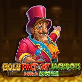 Gold Factory Jackpots Mega Moolah by Aurum Signature Studios, showcased at bizzo-kaszino.com – game logo